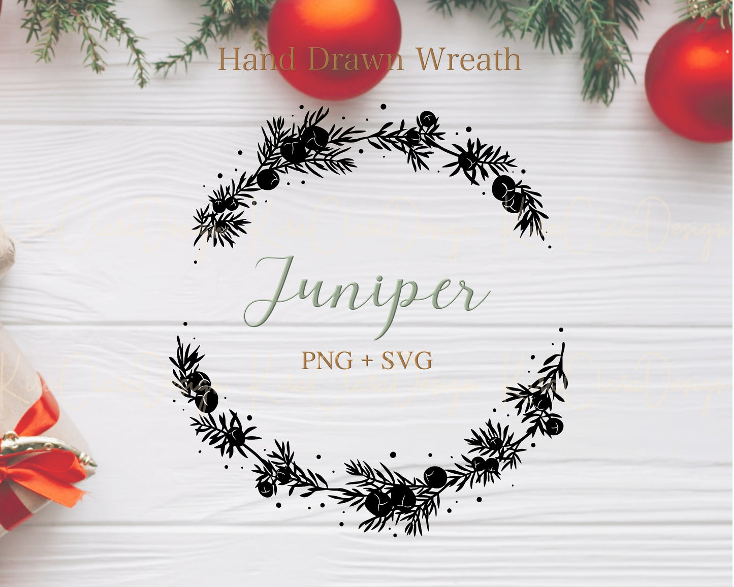 Juniper ( Juniperus ) Half Wreath Clipart