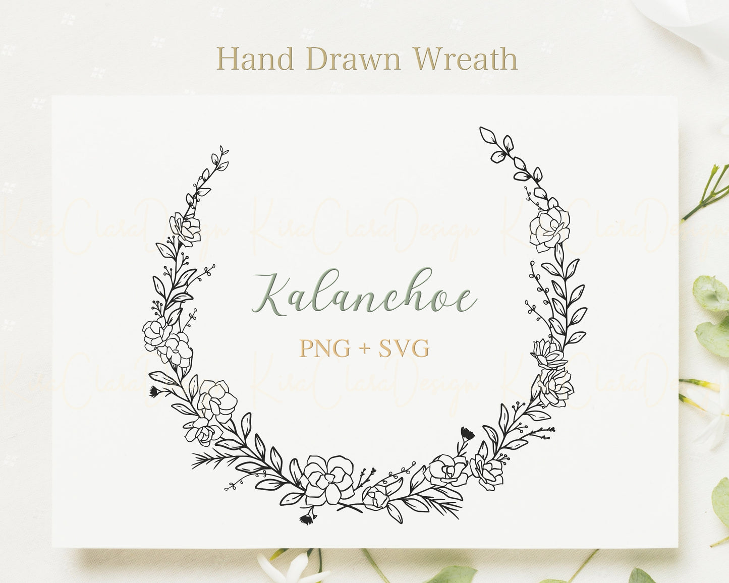 Kalanchoe Flower ( Flaming Katy ) Half Wreath Clipart