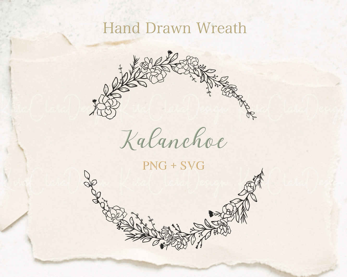 Kalanchoe Flower ( Flaming Katy ) Half Wreath Clipart