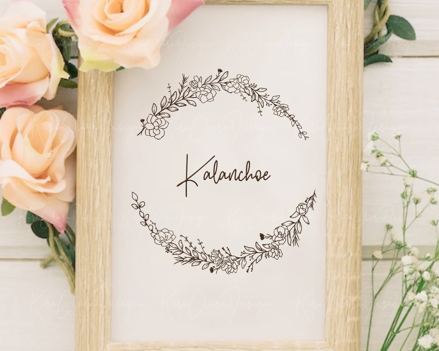 Kalanchoe Flower ( Flaming Katy ) Half Wreath Clipart