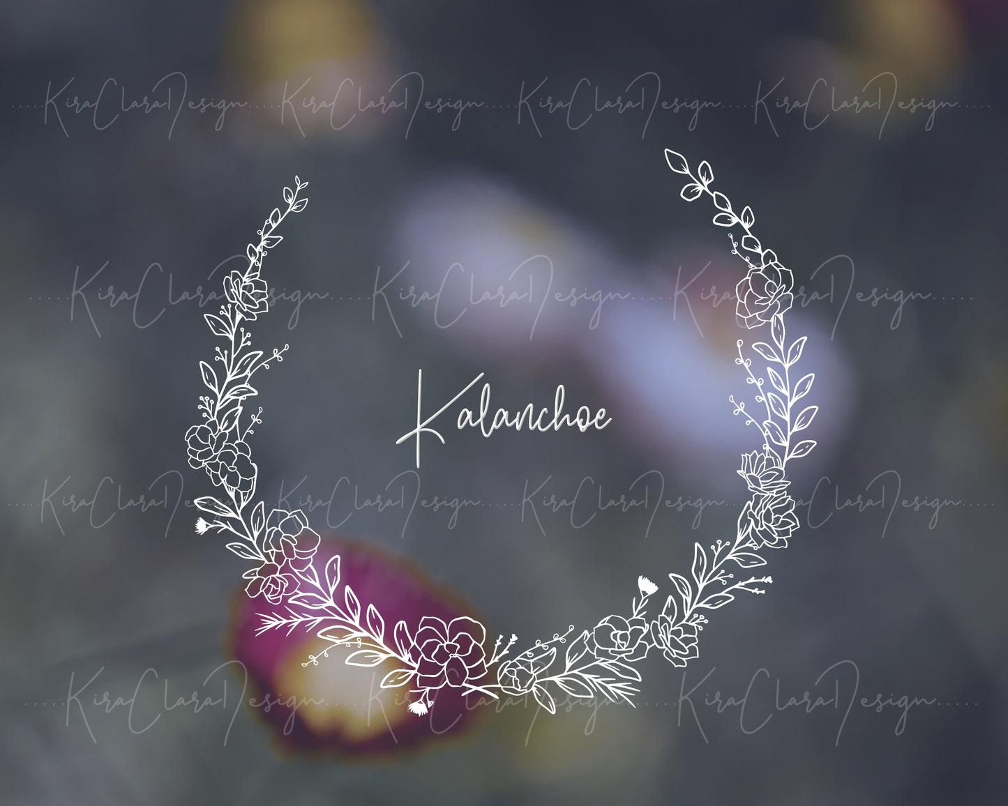 Kalanchoe Flower ( Flaming Katy ) Half Wreath Clipart