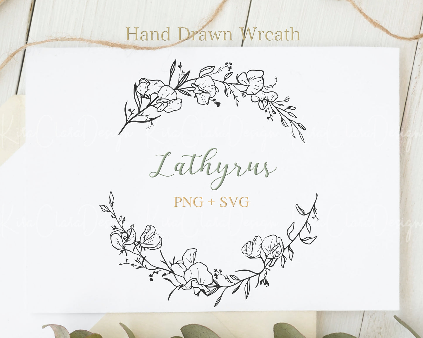 Lathyrus (Sweet Pea)  Half Flower Wreath Clipart