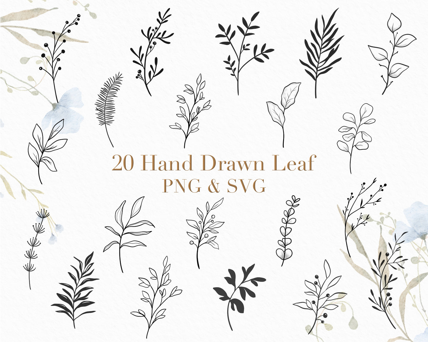 20 Leaf SVG Botanical Clipart Bundle