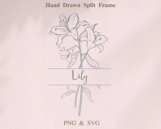 Lily Flower Botanical Split Frame Clipart