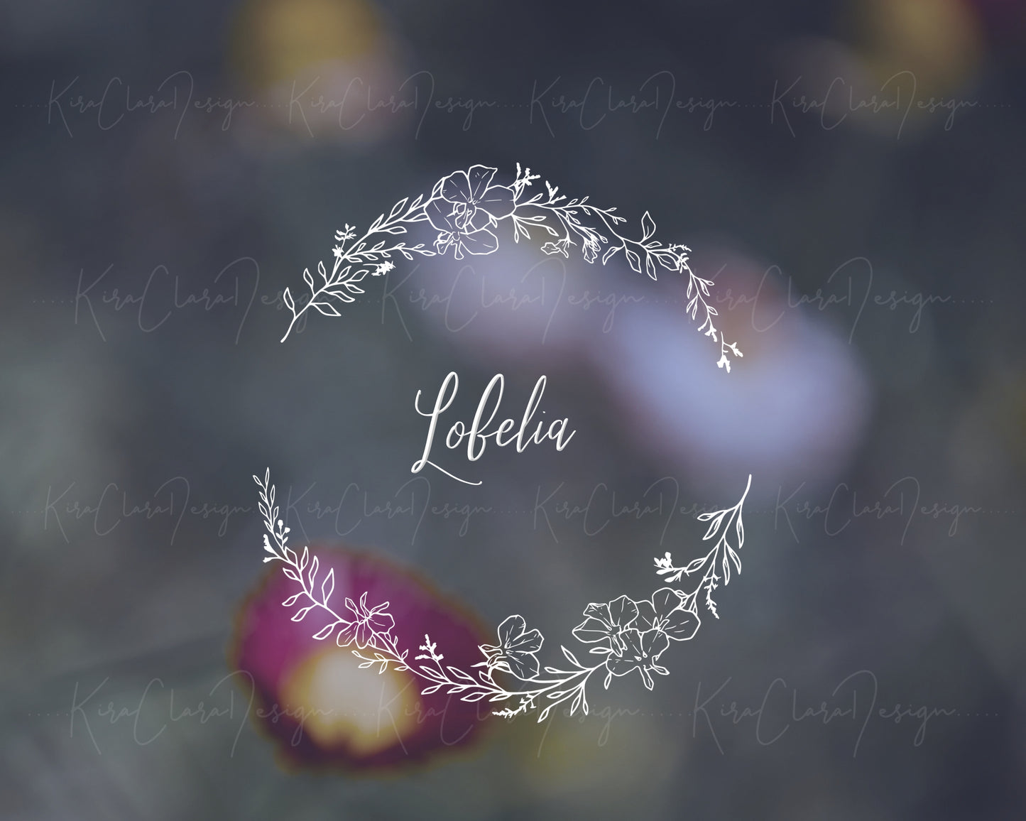 Lobelia Flower (Indian Tobacco) Botanical Half Wreath Clipart