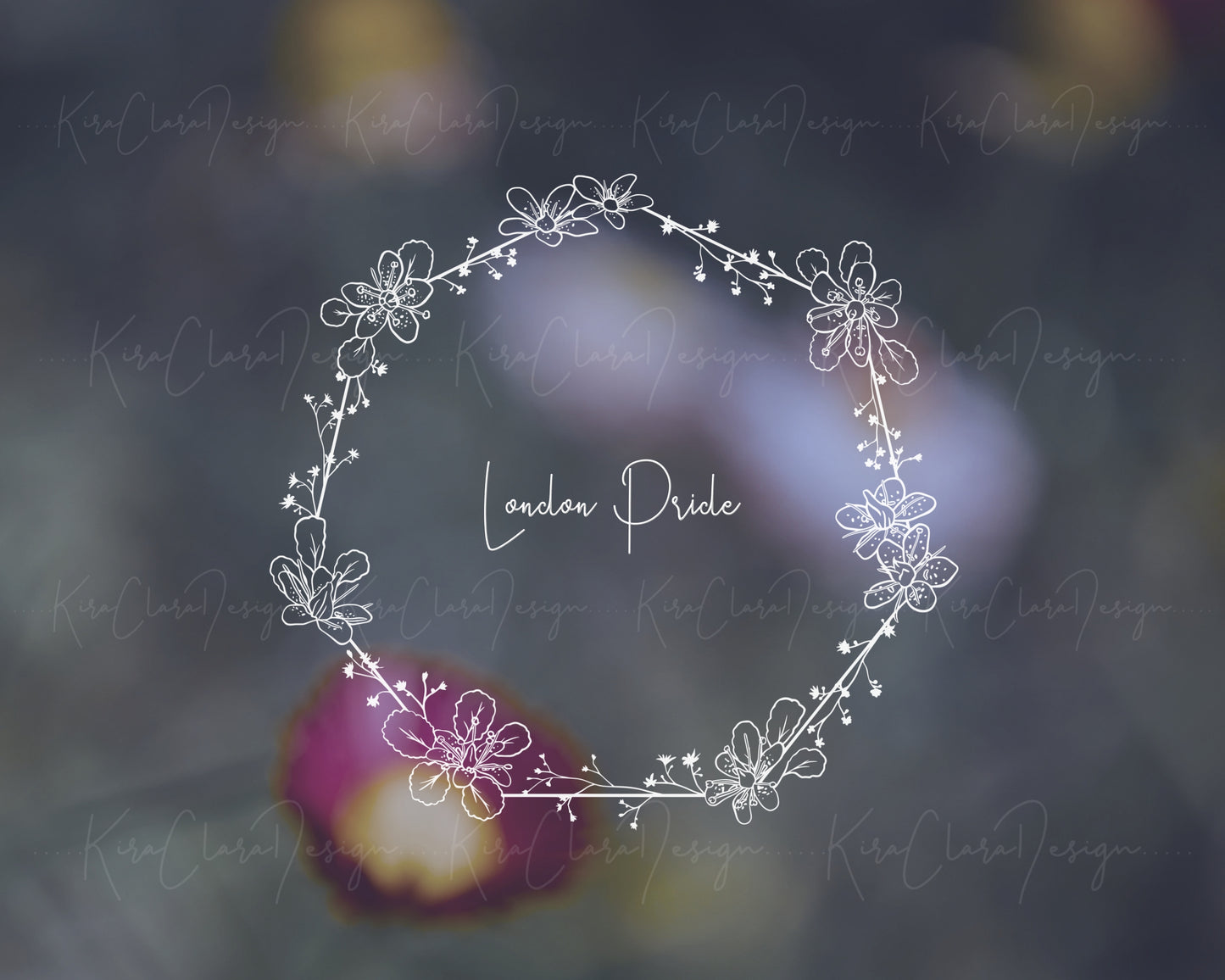 London Pride Flower (Whimsey) Wreath Clipart