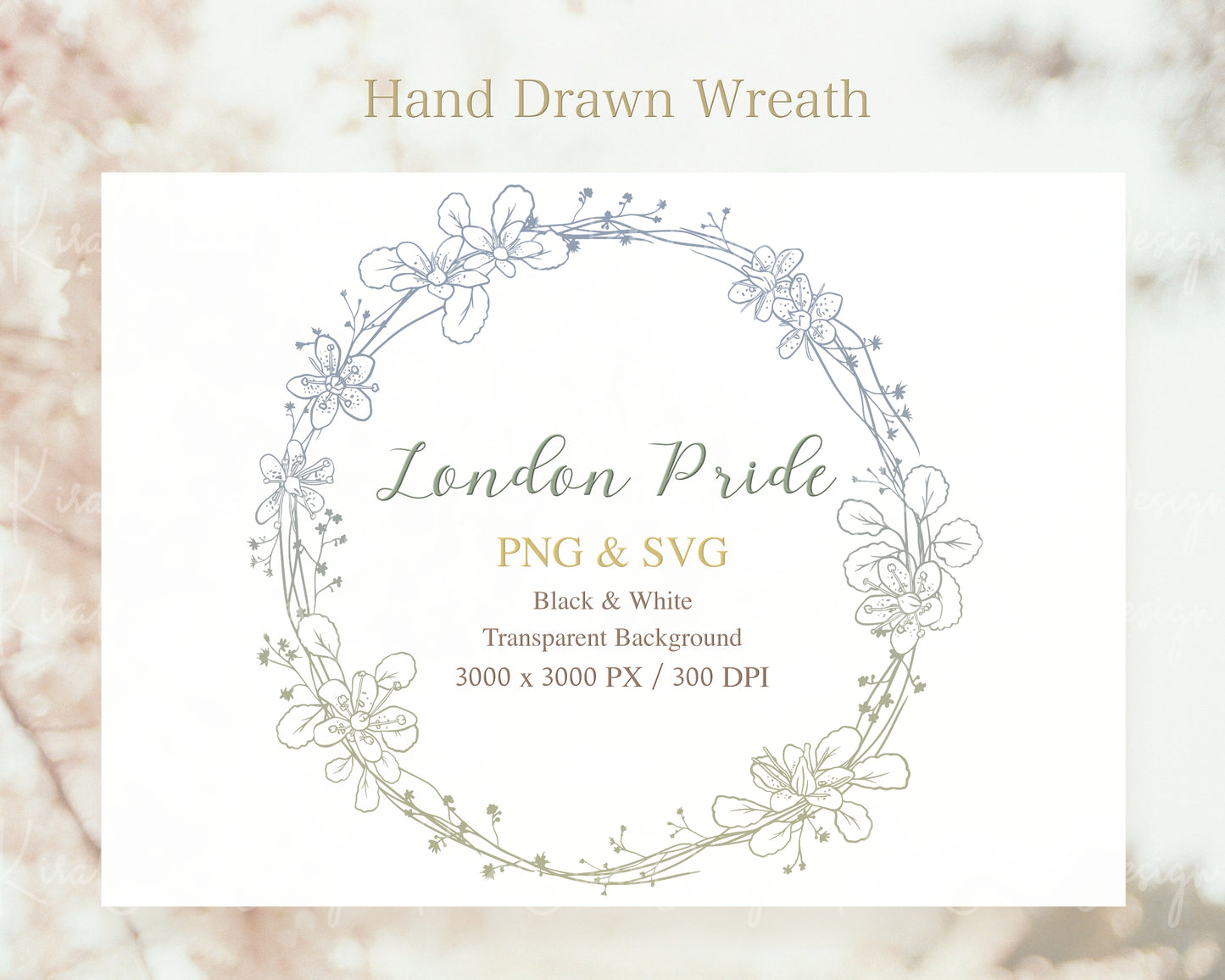 London Pride Flower (Whimsey) Full Wreath Clipart