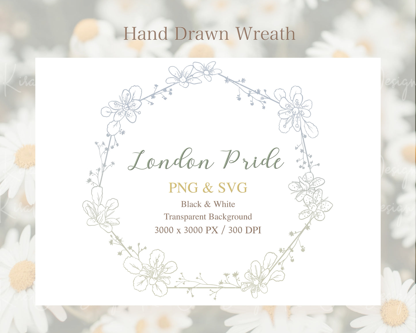 London Pride Flower (Whimsey) Wreath Clipart