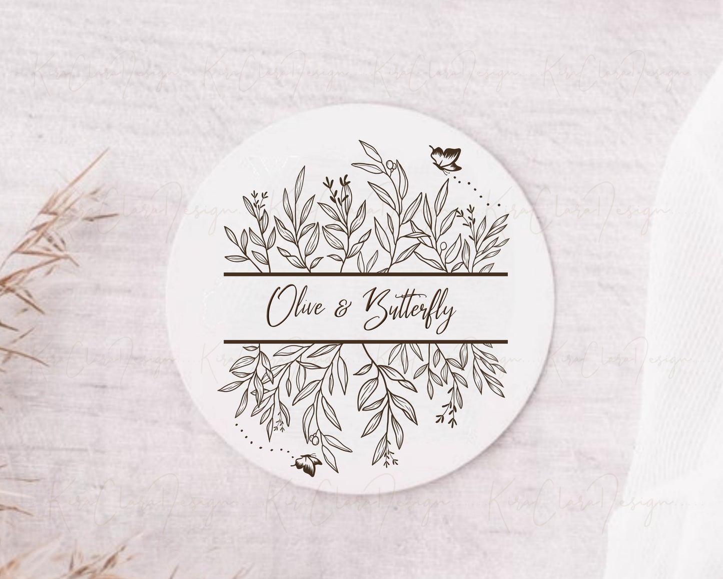 Olive Leaf & Butterfly Split Frame Clipart Split Frame Clipart