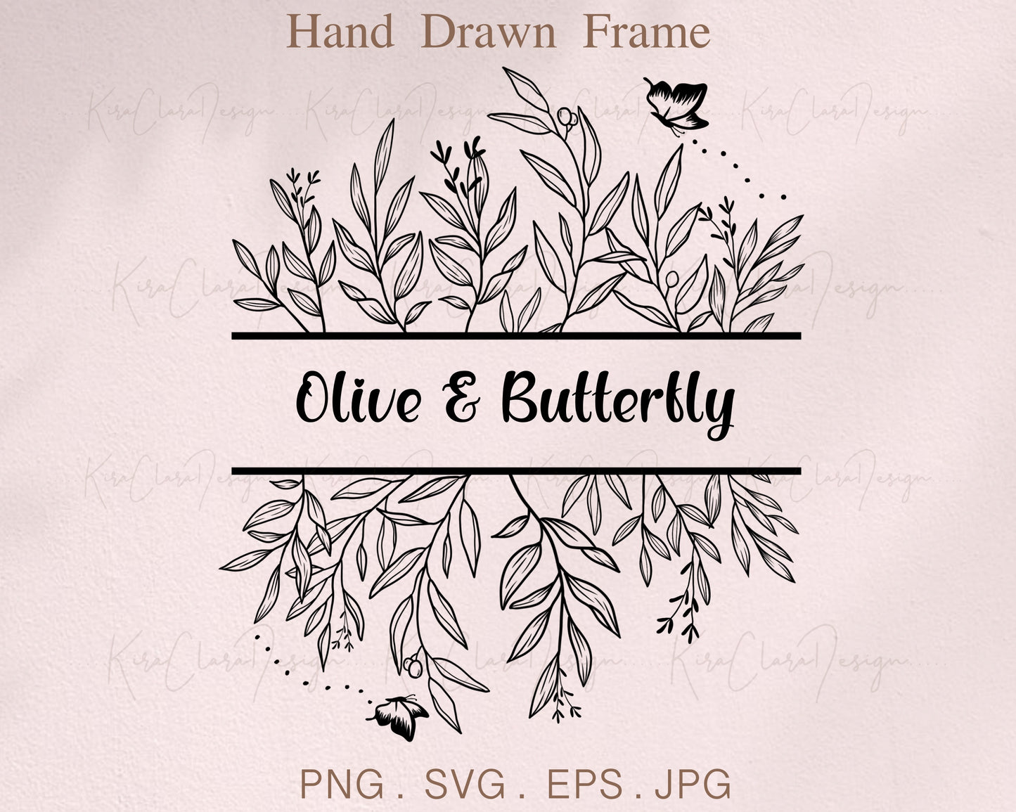 Olive Leaf & Butterfly Split Frame Clipart Split Frame Clipart