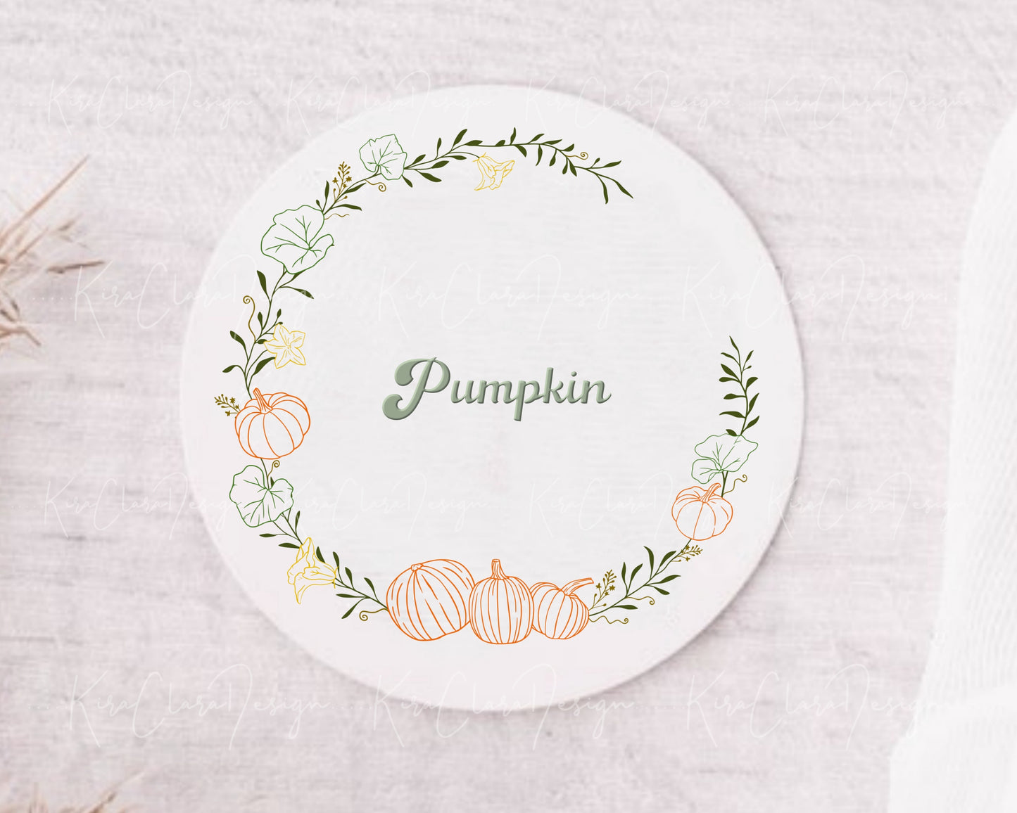 Fall Pumpkin Half Wreath Clipart / Color Outline