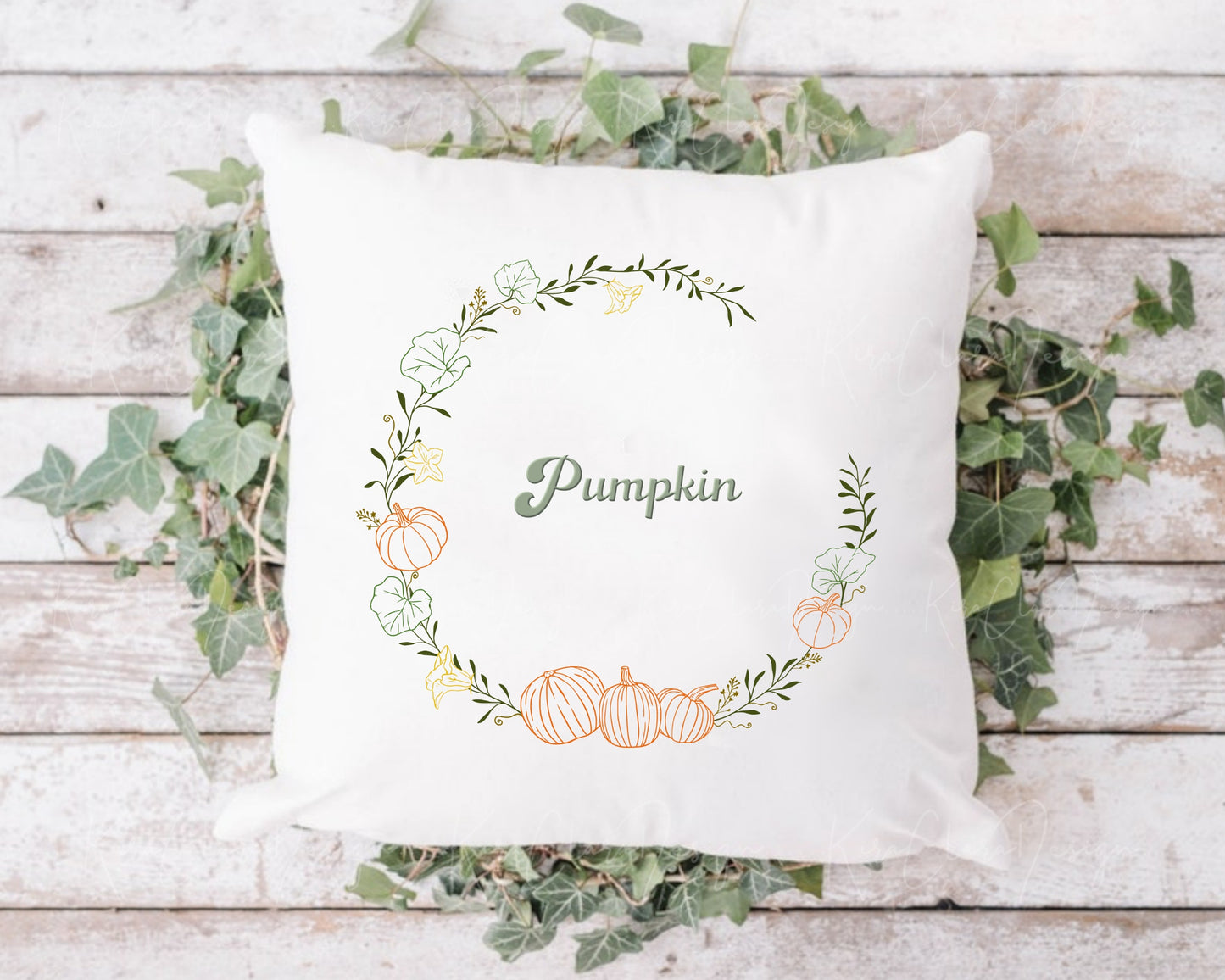 Fall Pumpkin Half Wreath Clipart / Color Outline