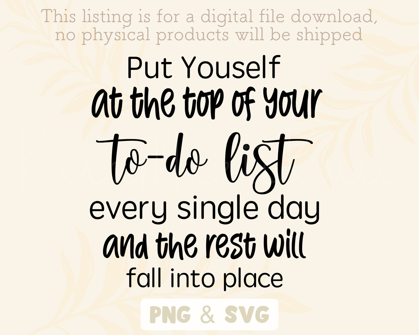 Put Yourself At The Top Of Your To-Do List Every Single Day And The Rest Will Fall Into Place Clipart