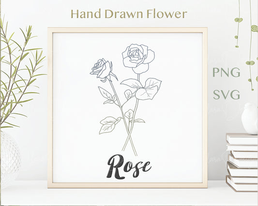 Rose Flower Outline Clipart