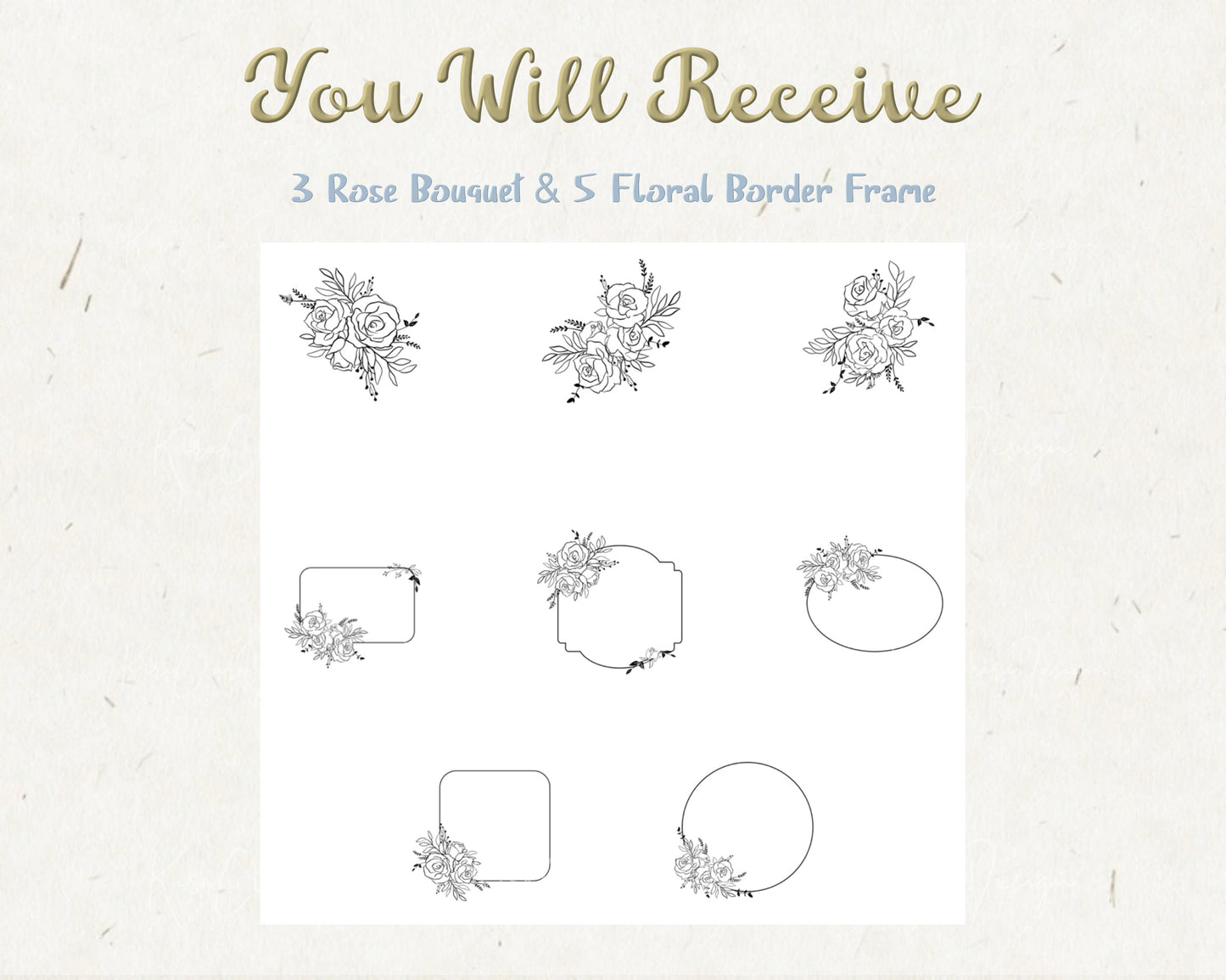 33 Rose Clipart Bundle/ 25 Elements 5 Wreath 3 Bouquet