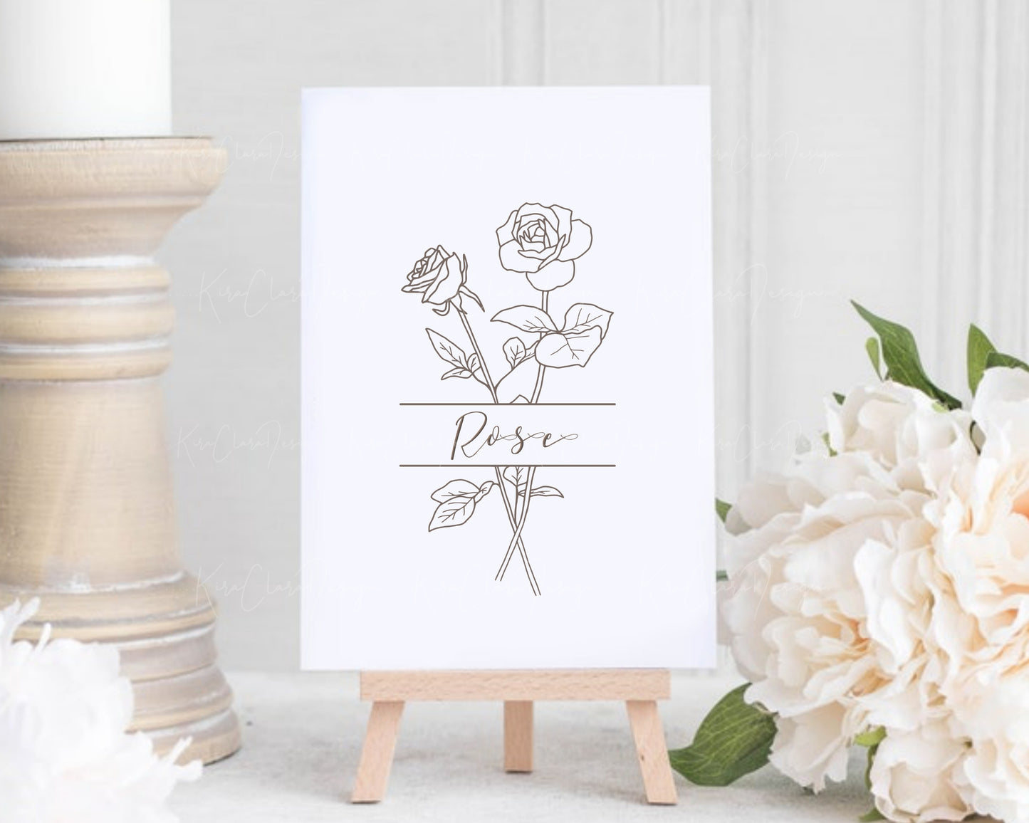 Rose Flower Split Border Frame Clipart