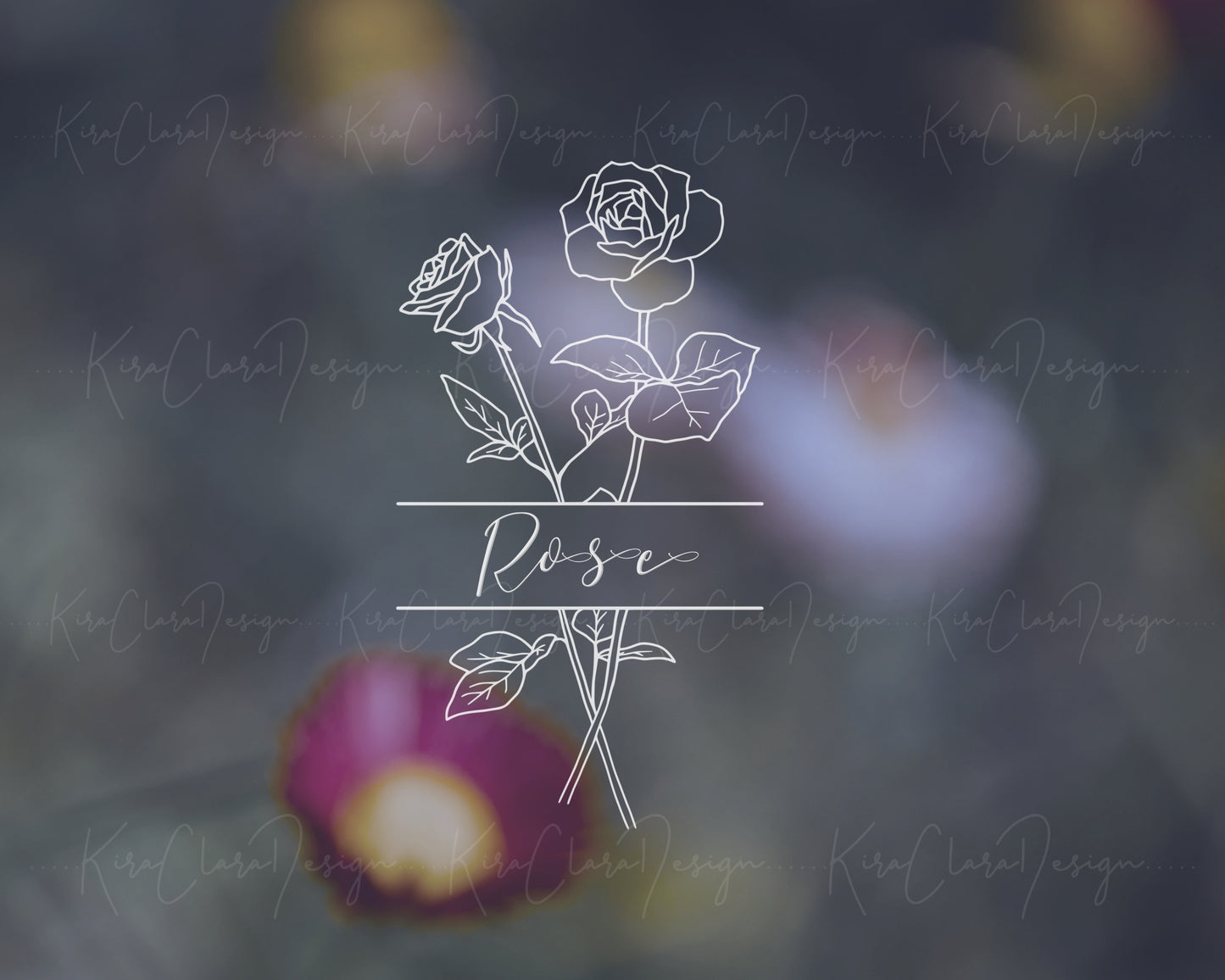 Rose Flower Split Border Frame Clipart