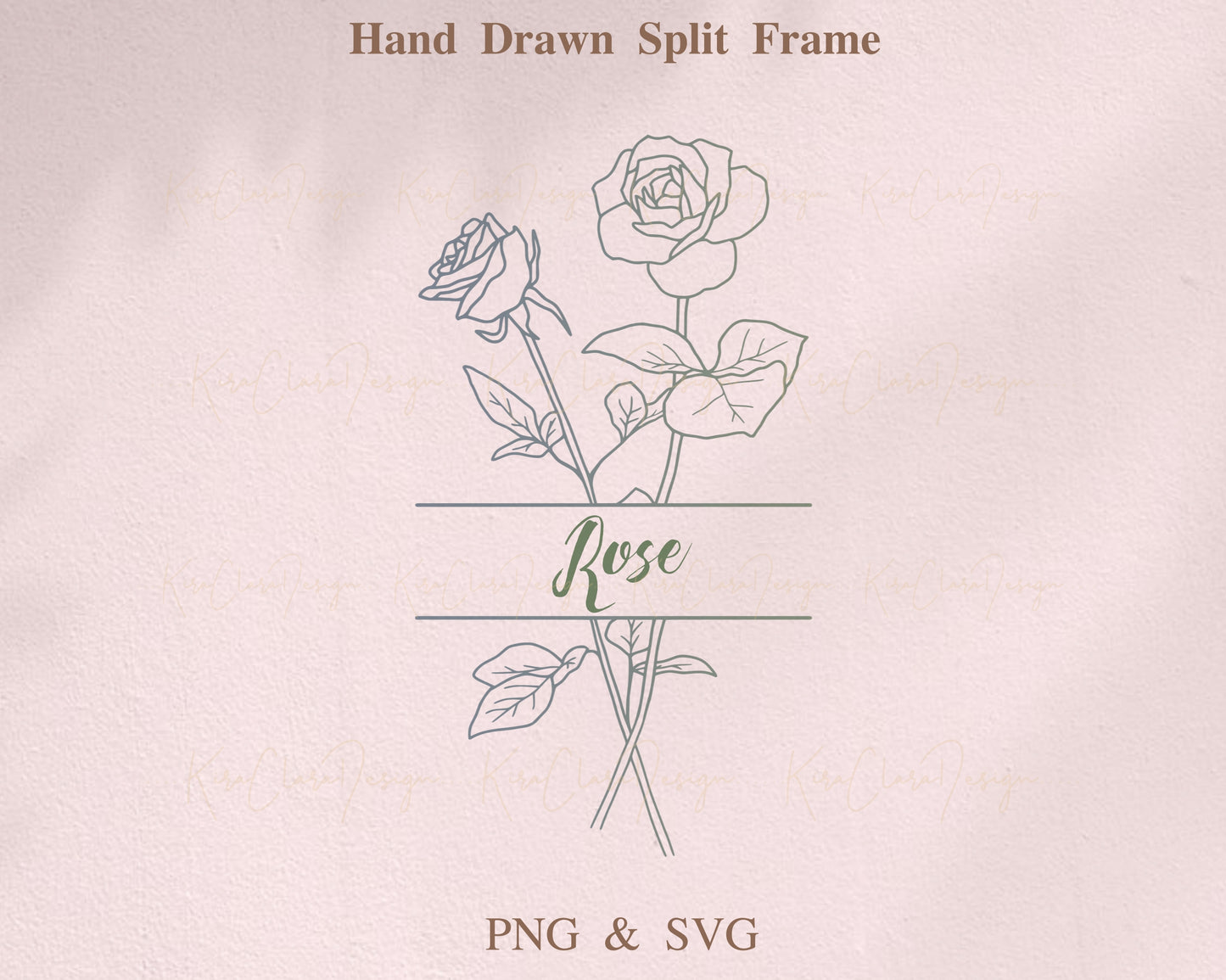 Rose Flower Split Border Frame Clipart