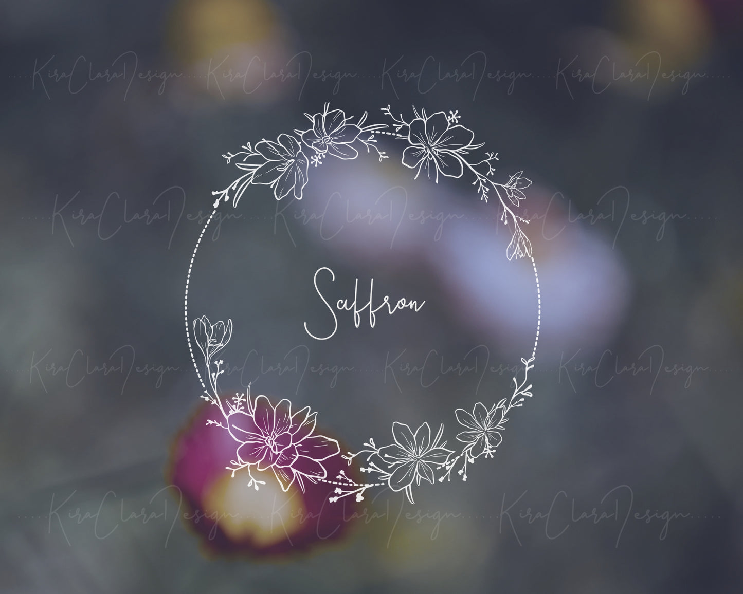 Saffron Flower (Autumn Crocus) Full Wreath Clipart