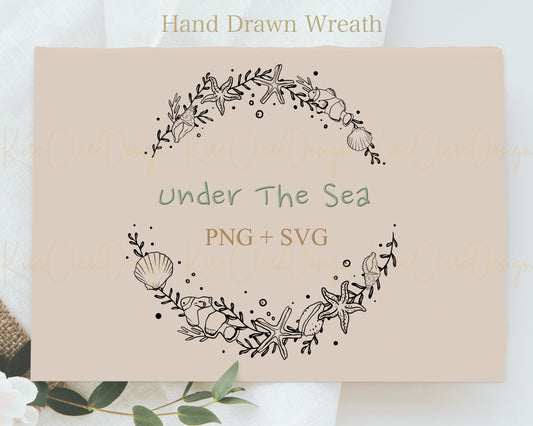 Sea Creature Clownfish Wreath Clipart