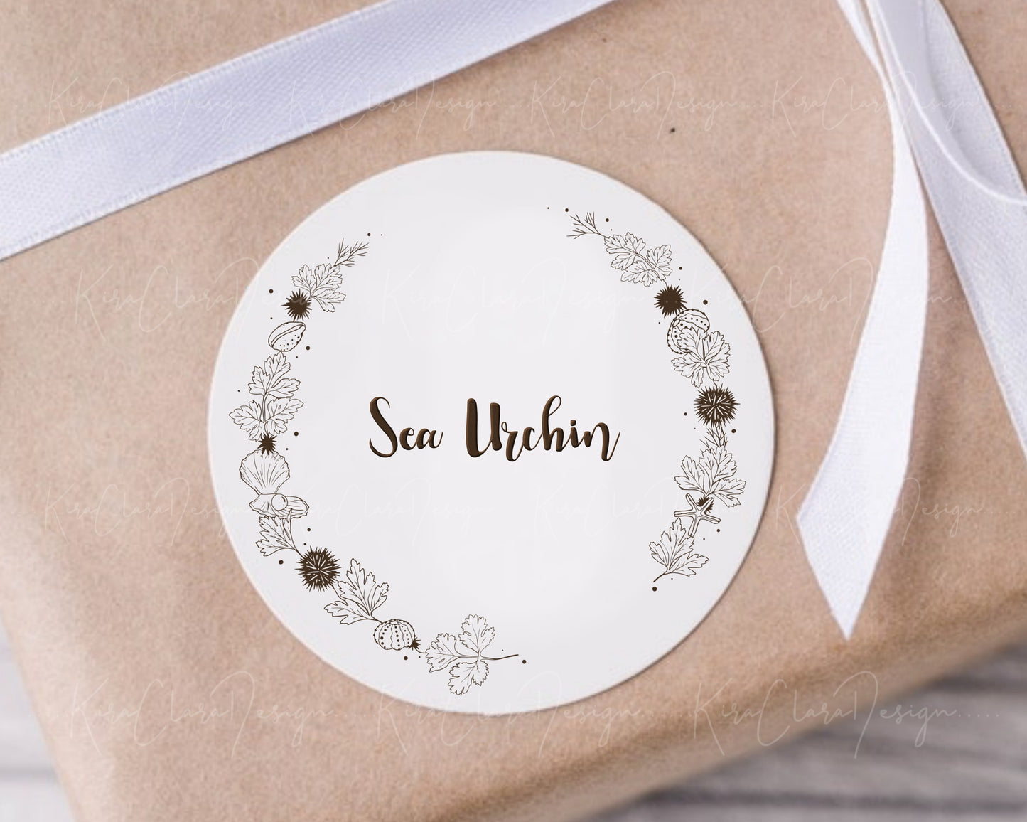 Sea Urchin Wreath Clipart / Black & White