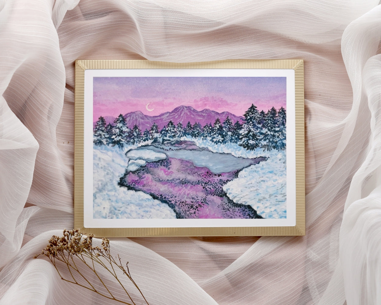 "Snow" Gouache Painting (Original Artwork)