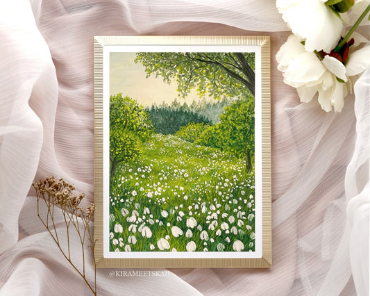 "Snowdrop" Gouache Painting (Original Artwork)