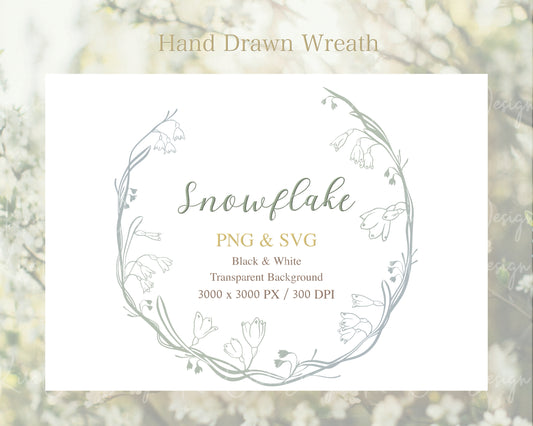 Snowflake Flower (Leucojum) Botanical Wreath Clipart