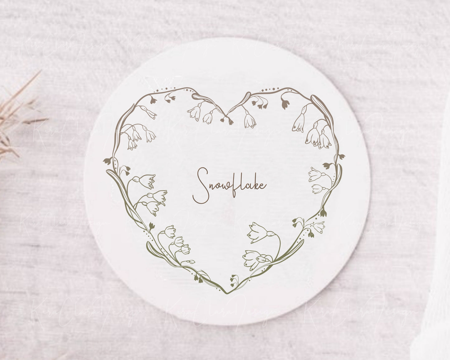 Snowflake Flower (Leucojum) Botanical Heart Frame Clipart