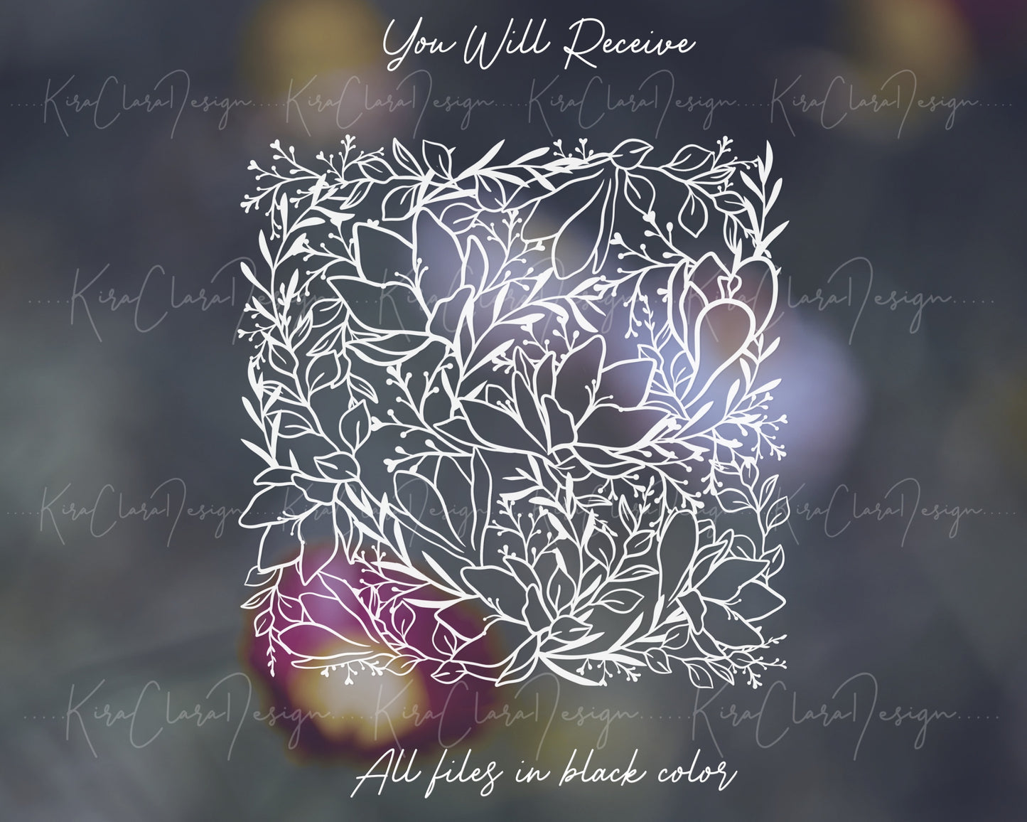 Crocus Flower Outline Pattern Square Clipart SVG