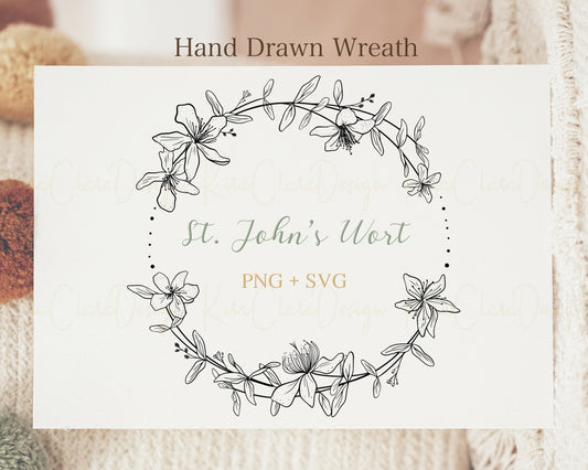 St. John's Wort Flower (Hypericum) Full Wreath Clipart