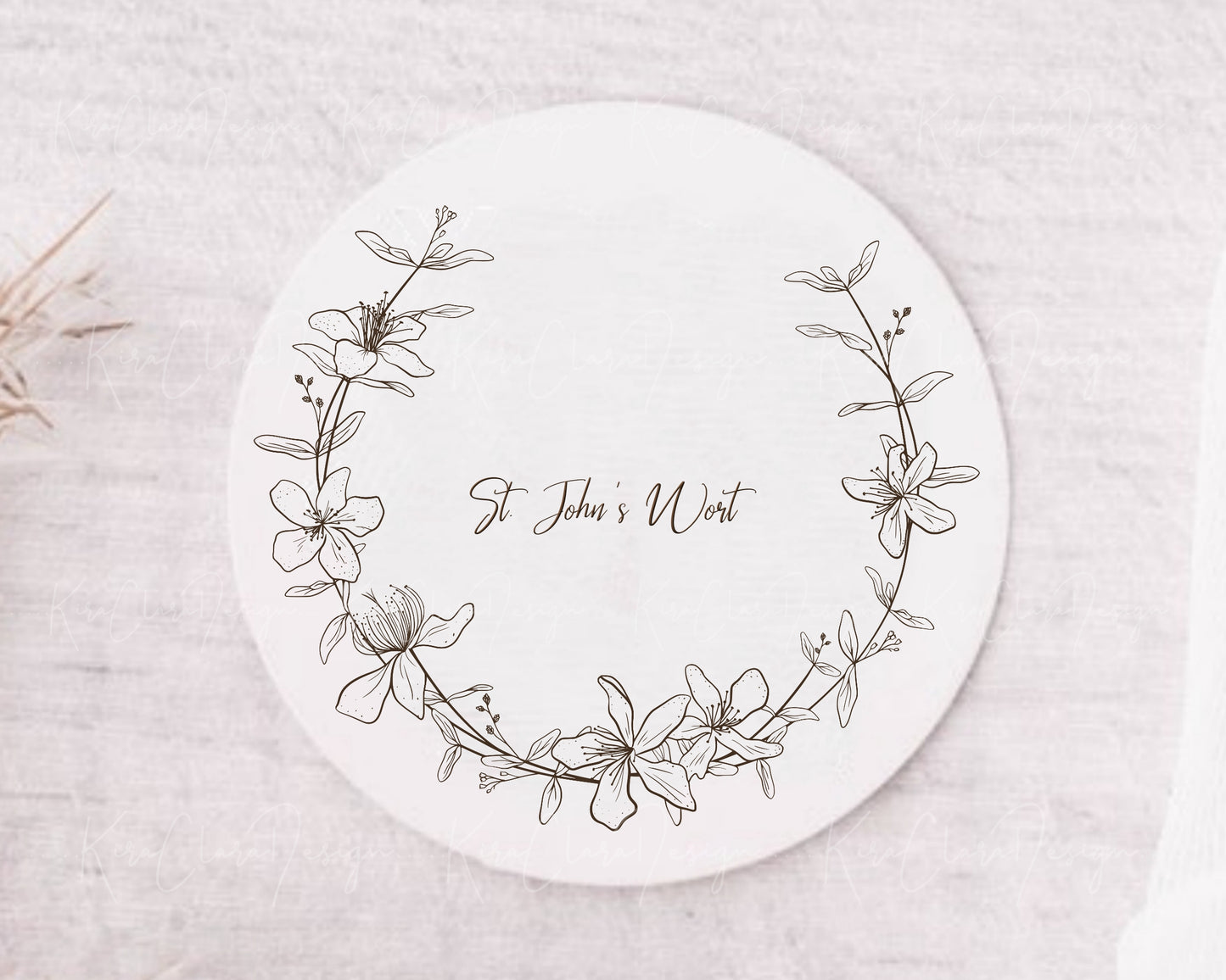 St. John's Wort Flower (Hypericum) Half Wreath Clipart