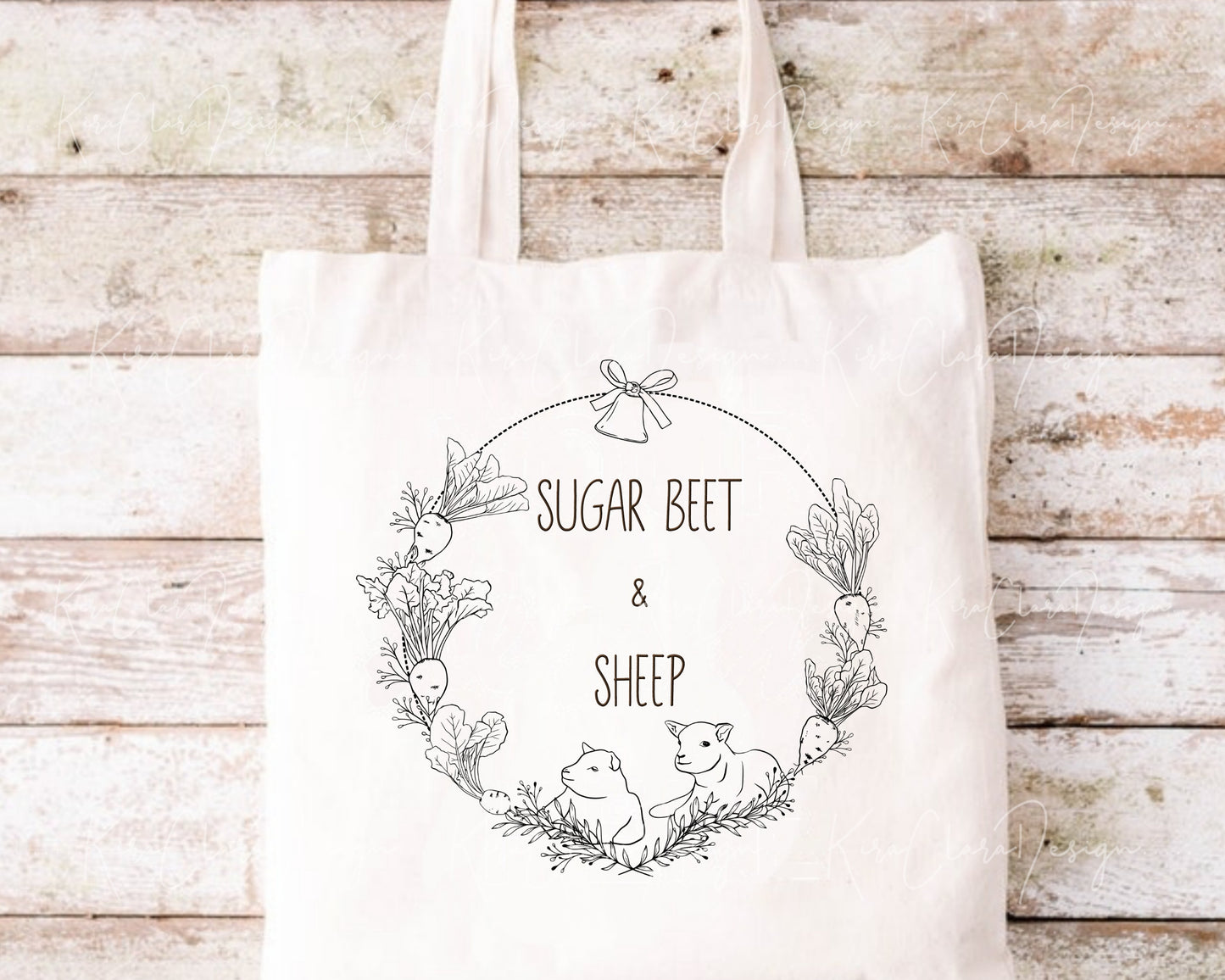 Sugar Beet and Sheep Wreath Clipart/ Black & White