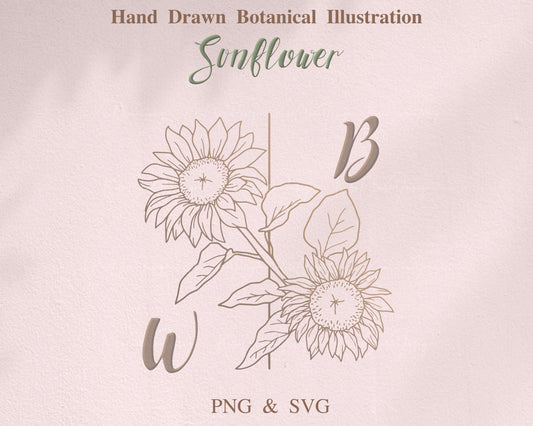 Sunflower Monogram Clipart