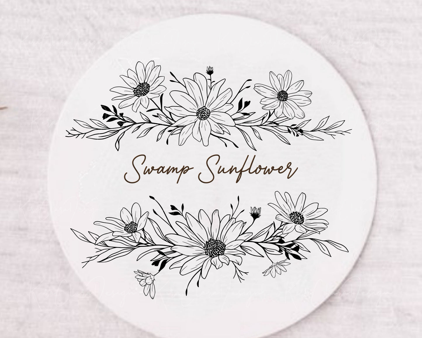 Swamp Sunflower Split Frame Clipart Black & White