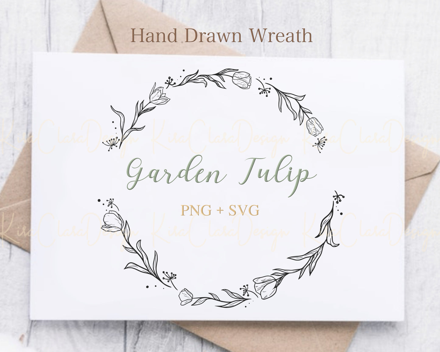 Garden Tulip Flower ( Tulipa gesneriana ) Half Wreath Clipart