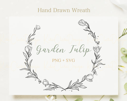 Garden Tulip Flower ( Tulipa gesneriana ) Half Wreath Clipart