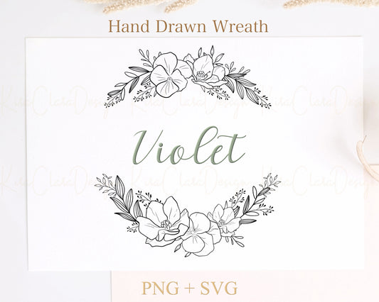 Violet Flower Wreath Clipart