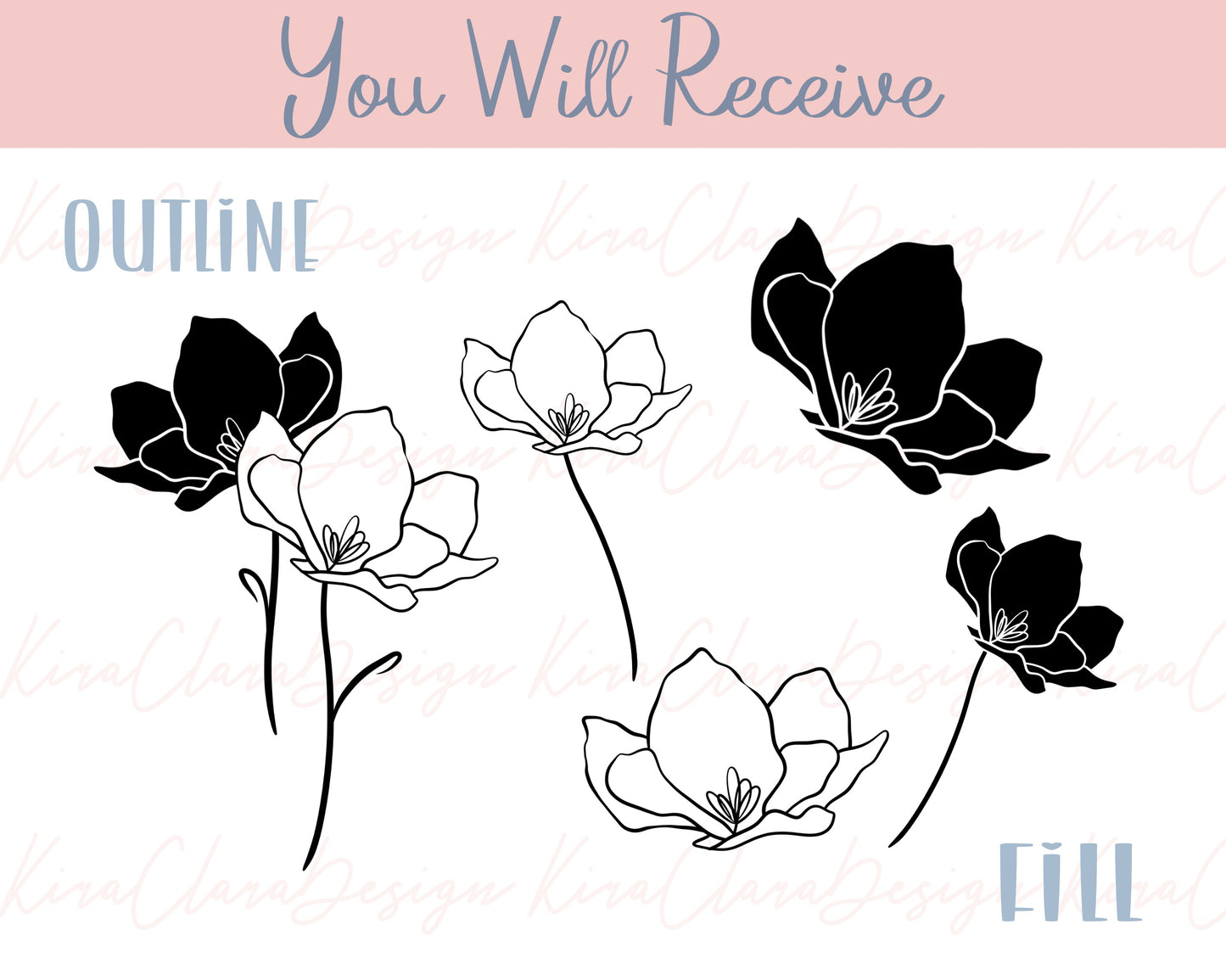 Violet Flower Outline Clipart