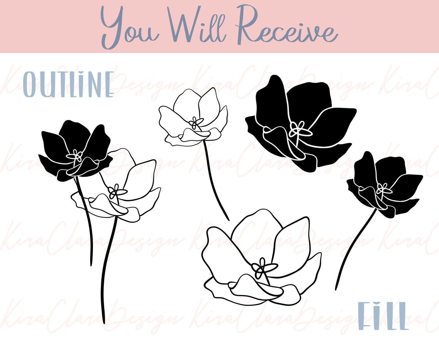 Violet Flower Outline Clipart