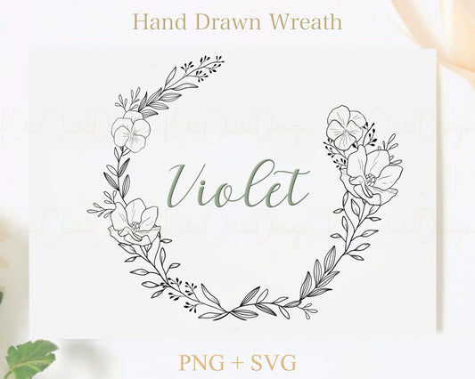 Violet Flower Wreath Clipart SVG