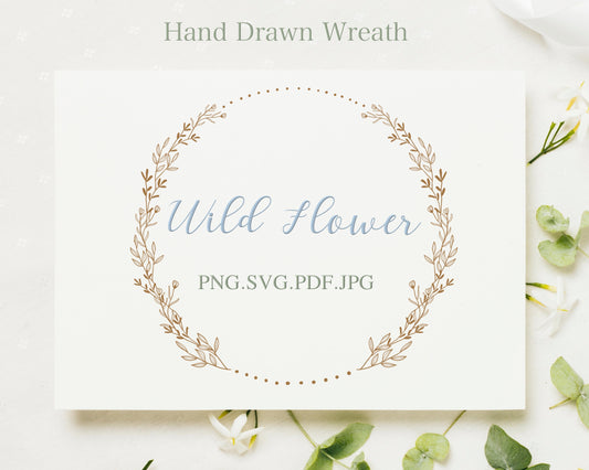 Wildflower Wreath Clipart SVG