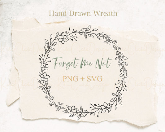 Forget Me Not Flower Wreath Clipart