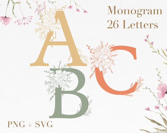 Wild Flower Monogram SVG