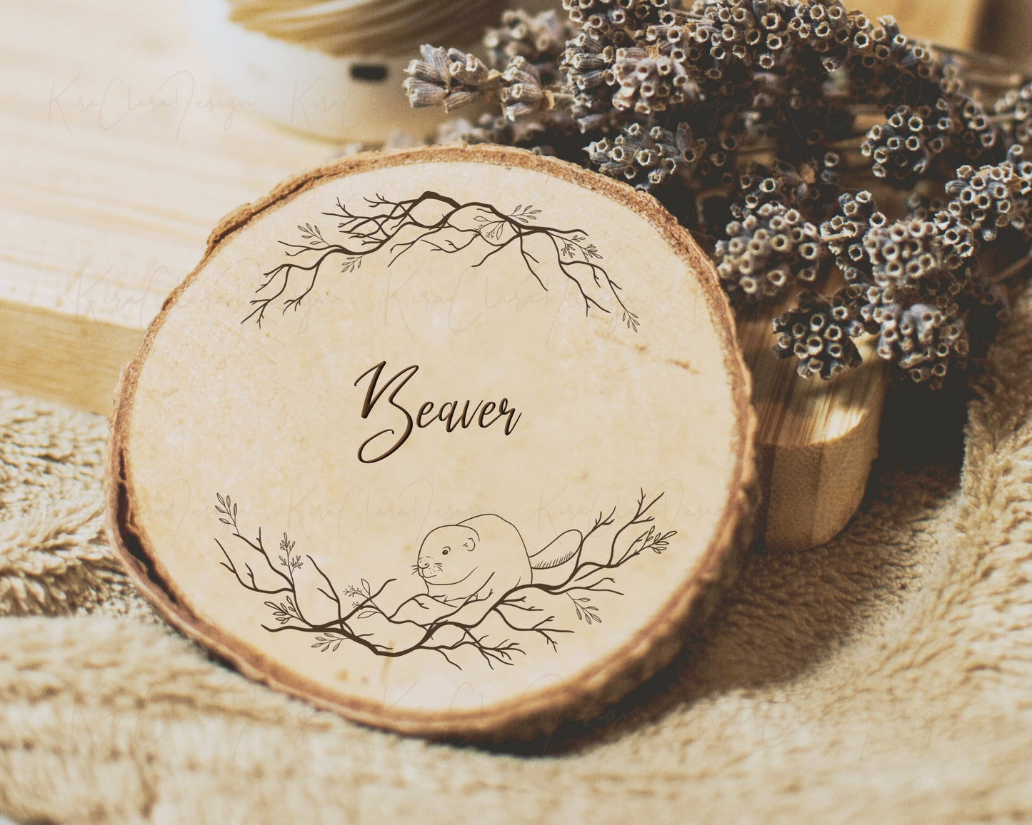 Beaver & Leaf Half Wreath Clipart