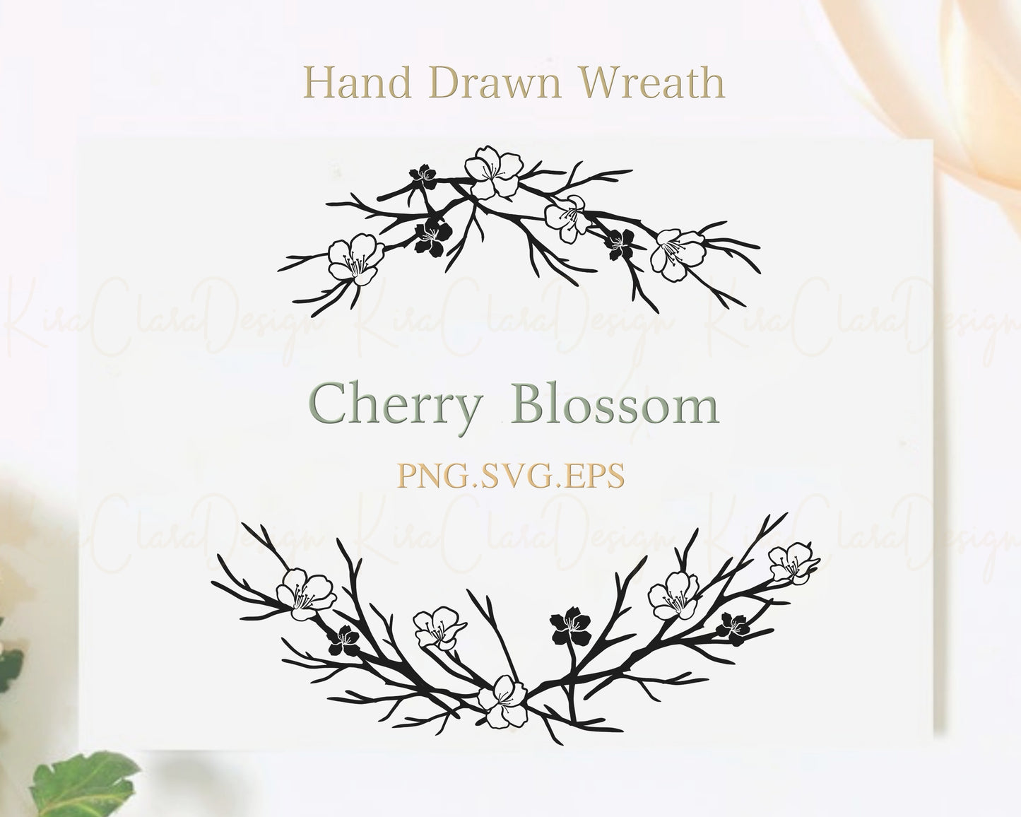 Cherry Blossom Half Wreath Clipart