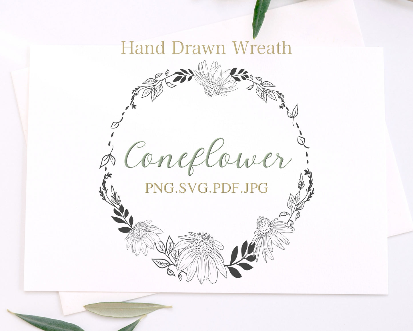 Coneflower Circle Wreath Clipart