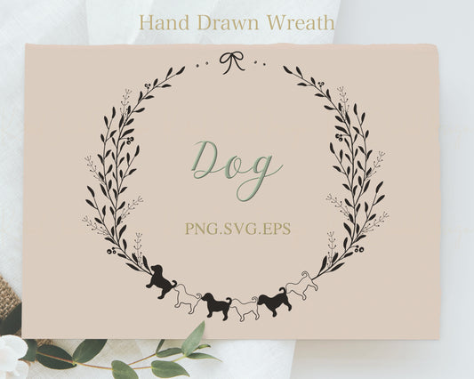 Dog & Leaf Wreath Clipart