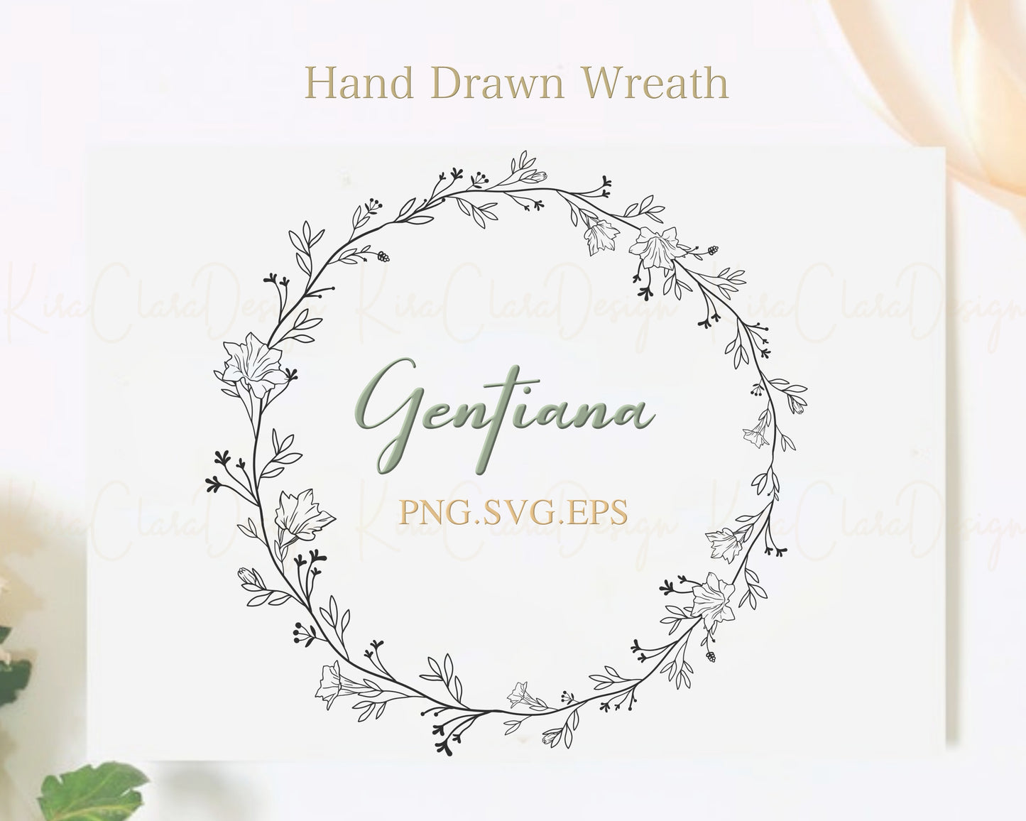 Gentiana Flower Circle Wreath Clipart