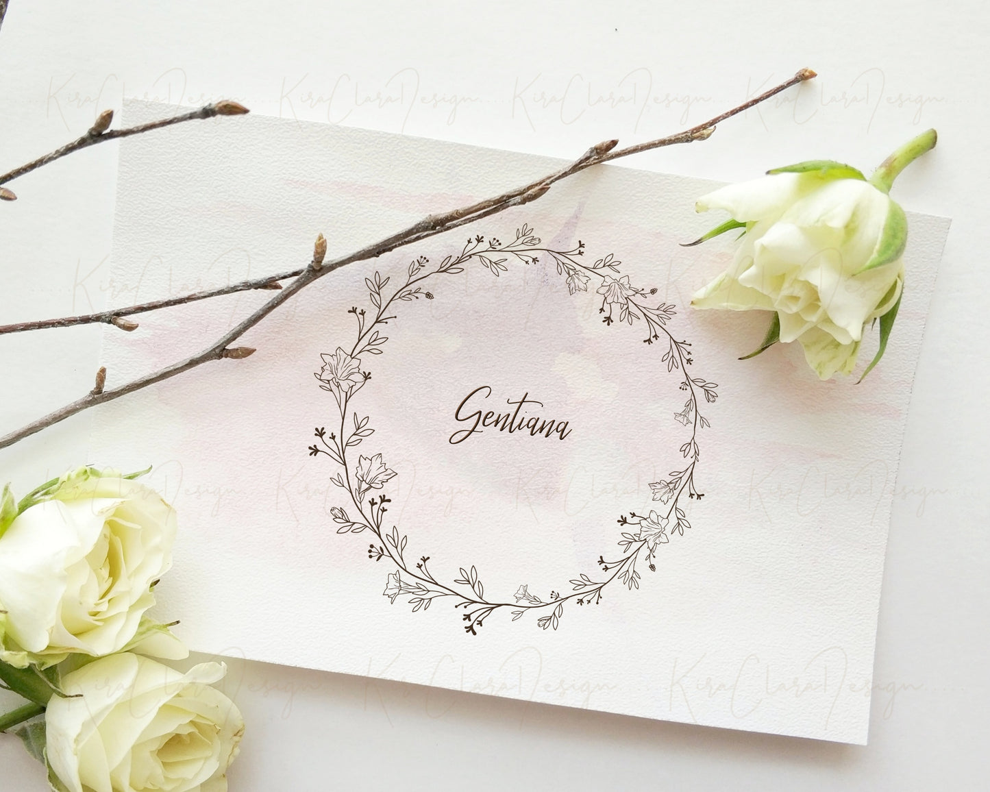 Gentiana Flower Circle Wreath Clipart